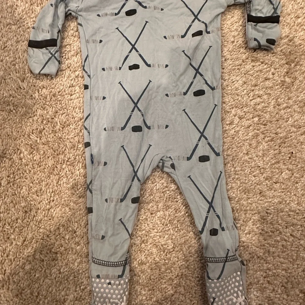 Designer -KicKee Pants Blue Ice Hockey Footie Pajama